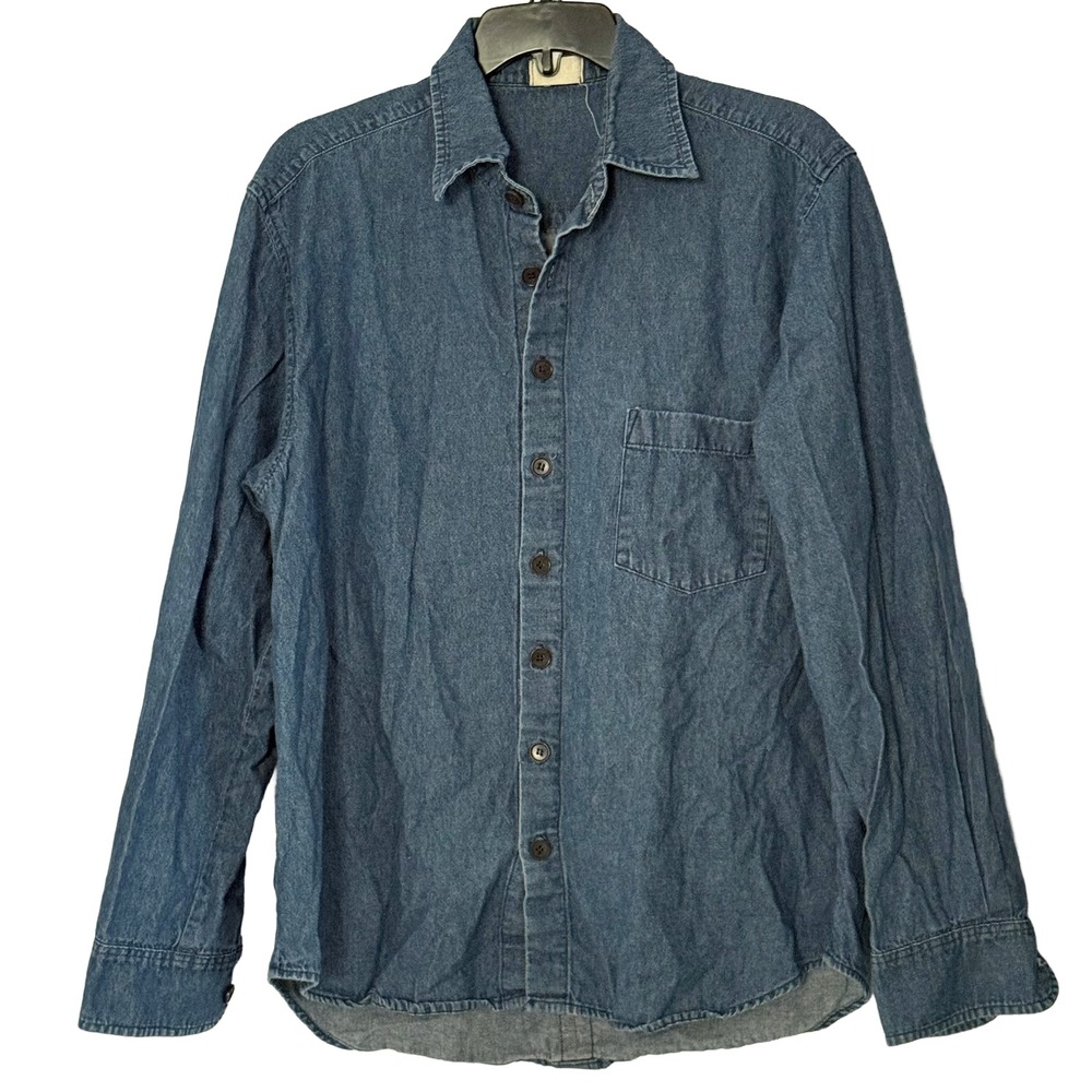 CP Shades Blue Denim Button Down Collared Shirt Top - Medium